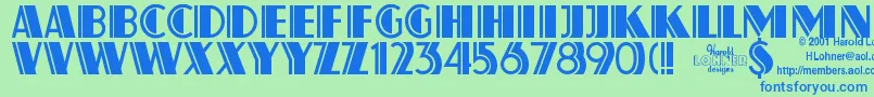 Atlas ffy-Schriftart – Blaue Schriften auf grünem Hintergrund