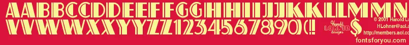 フォントAtlas ffy – 黄色の文字、赤い背景