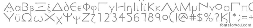 GreekSigismundus-fontti – harmaat kirjasimet valkoisella taustalla