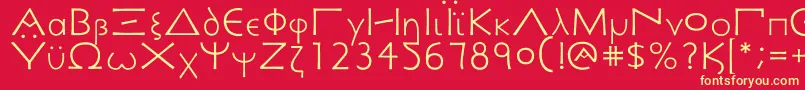 GreekSigismundus Font – Yellow Fonts on Red Background