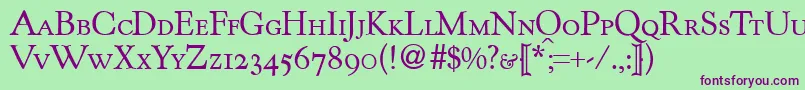 フォントKentuckyoldstylesmcRegularDb – 緑の背景に紫のフォント