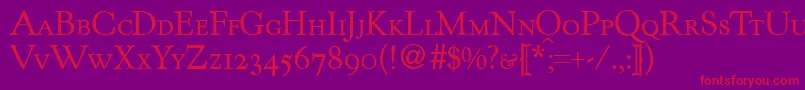 フォントKentuckyoldstylesmcRegularDb – 紫の背景に赤い文字