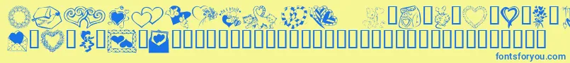 Kr Kats Got A New Valentine Font – Blue Fonts on Yellow Background