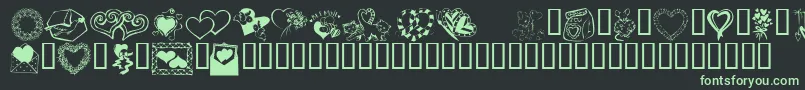 Kr Kats Got A New Valentine Font – Green Fonts on Black Background