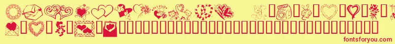 Kr Kats Got A New Valentine Font – Red Fonts on Yellow Background