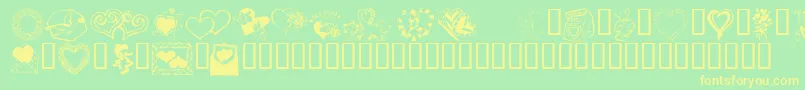 Kr Kats Got A New Valentine Font – Yellow Fonts on Green Background
