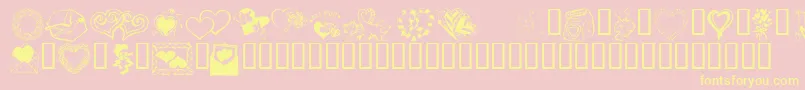 Kr Kats Got A New Valentine-Schriftart – Gelbe Schriften auf rosa Hintergrund