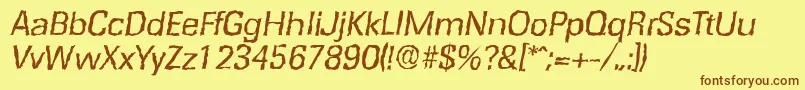 RochesterrandomItalic-Schriftart – Braune Schriften auf gelbem Hintergrund