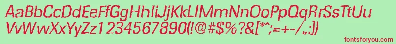 RochesterrandomItalic Font – Red Fonts on Green Background