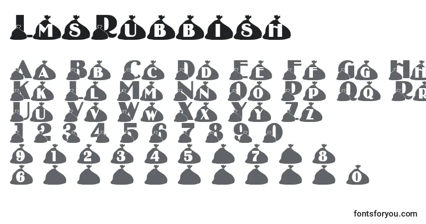 Schriftart LmsRubbish – Alphabet, Zahlen, spezielle Symbole