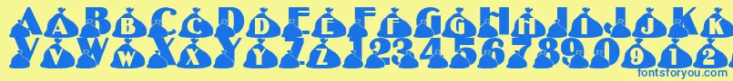 LmsRubbish Font – Blue Fonts on Yellow Background