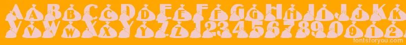 LmsRubbish-fontti – vaaleanpunaiset fontit oranssilla taustalla