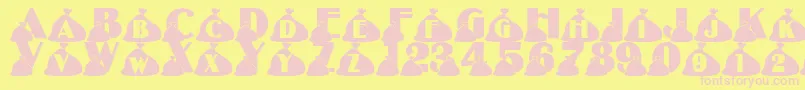 LmsRubbish-fontti – vaaleanpunaiset fontit keltaisella taustalla