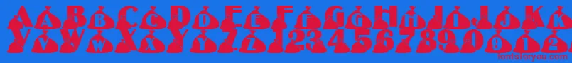 LmsRubbish Font – Red Fonts on Blue Background