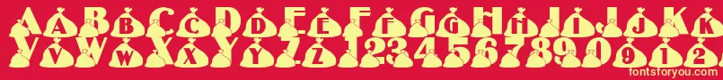 フォントLmsRubbish – 黄色の文字、赤い背景