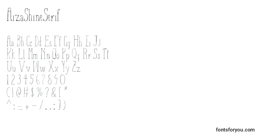 Schriftart AizaShineSerif – Alphabet, Zahlen, spezielle Symbole