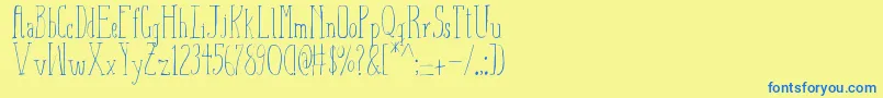 AizaShineSerif-Schriftart – Blaue Schriften auf gelbem Hintergrund