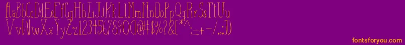 AizaShineSerif-fontti – oranssit fontit violetilla taustalla