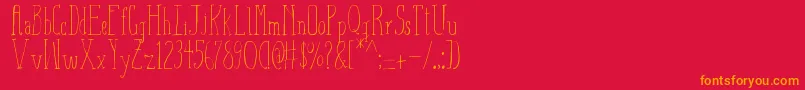 AizaShineSerif-fontti – oranssit fontit punaisella taustalla