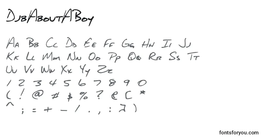 Czcionka DjbAboutABoy – alfabet, cyfry, specjalne znaki