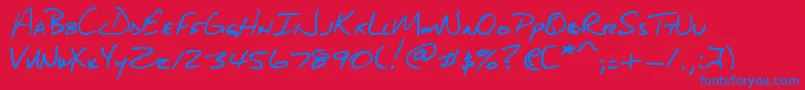 DjbAboutABoy Font – Blue Fonts on Red Background