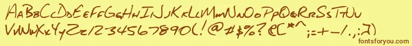 DjbAboutABoy Font – Brown Fonts on Yellow Background