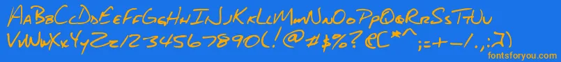 DjbAboutABoy Font – Orange Fonts on Blue Background