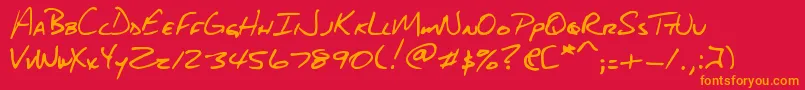 DjbAboutABoy Font – Orange Fonts on Red Background