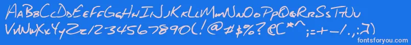 DjbAboutABoy Font – Pink Fonts on Blue Background