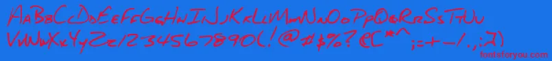 DjbAboutABoy Font – Red Fonts on Blue Background