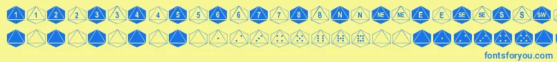 Fonte DpolyEightSider – fontes azuis em um fundo amarelo