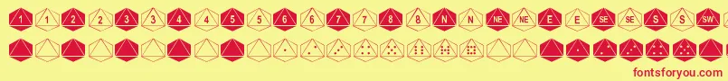 DpolyEightSider Font – Red Fonts on Yellow Background