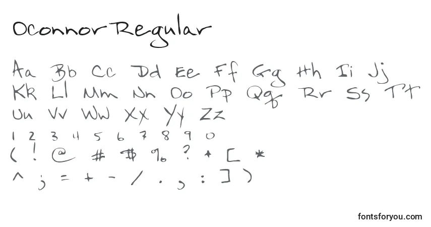 Schriftart OconnorRegular – Alphabet, Zahlen, spezielle Symbole