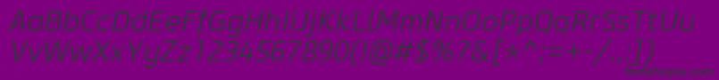 Weitere Informationen zur CoreSansM35LightItalic-Schriftart CoreSansM35LightItalic-Schriftart – Schwarze Schriften auf violettem Hintergrund