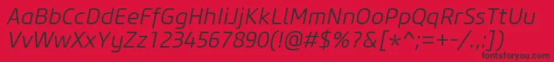 CoreSansM35LightItalic Font – Black Fonts on Red Background