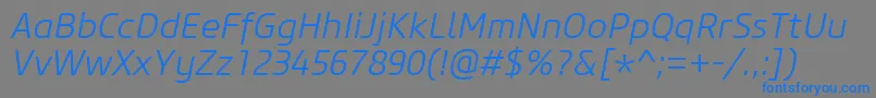 フォントCoreSansM35LightItalic – 灰色の背景に青い文字