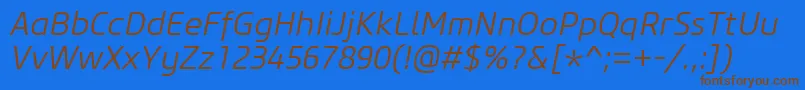 CoreSansM35LightItalic Font – Brown Fonts on Blue Background