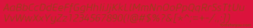 フォントCoreSansM35LightItalic – 赤い背景に茶色の文字