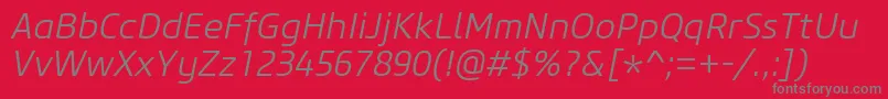 CoreSansM35LightItalic Font – Gray Fonts on Red Background