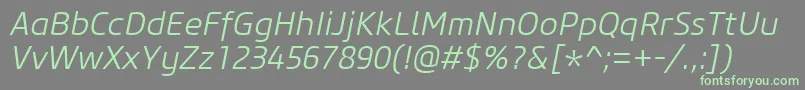 CoreSansM35LightItalic-fontti – vihreät fontit harmaalla taustalla
