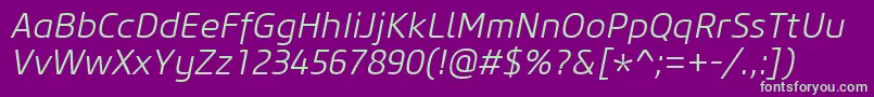 CoreSansM35LightItalic Font – Green Fonts on Purple Background