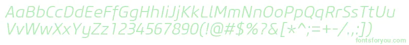 CoreSansM35LightItalic Font – Green Fonts on White Background