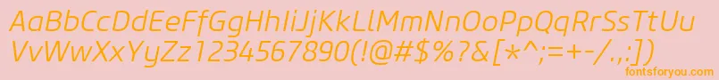 CoreSansM35LightItalic Font – Orange Fonts on Pink Background