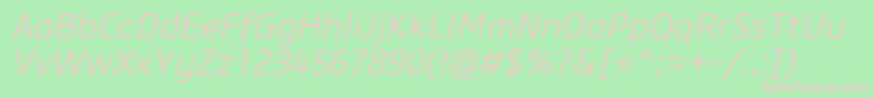 CoreSansM35LightItalic Font – Pink Fonts on Green Background