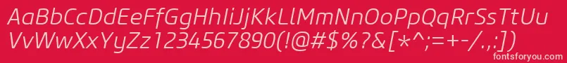 フォントCoreSansM35LightItalic – 赤い背景にピンクのフォント