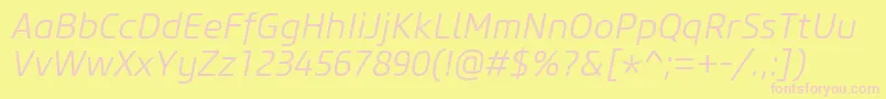 CoreSansM35LightItalic Font – Pink Fonts on Yellow Background