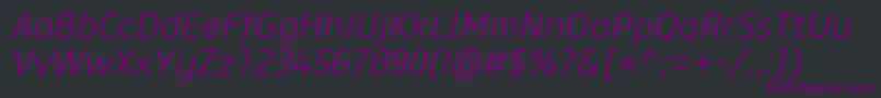CoreSansM35LightItalic Font – Purple Fonts on Black Background