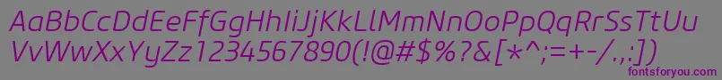 CoreSansM35LightItalic Font – Purple Fonts on Gray Background