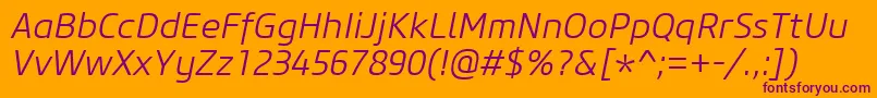 CoreSansM35LightItalic Font – Purple Fonts on Orange Background