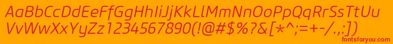 CoreSansM35LightItalic Font – Red Fonts on Orange Background